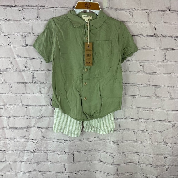 rabbit + bear Other - NWT rabbit + bear organic cotton linen blend short set boys sage green